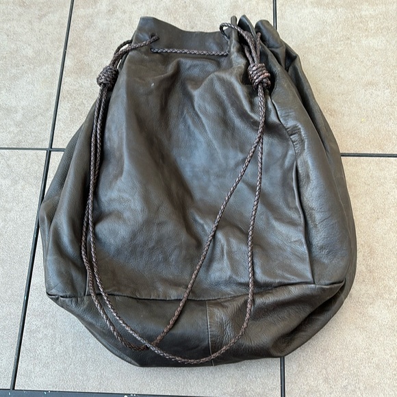 PRADA MILANO BROWN DRAW STRING BOHO BAG-VINTAGE-RARE! - Picture 7 of 12